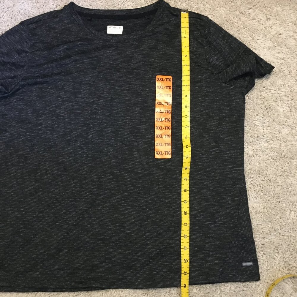 NWT Mondetta Performance Driven Athletic Tee XXL Dark Heathered Grey, White NEW - Picture 14 of 15